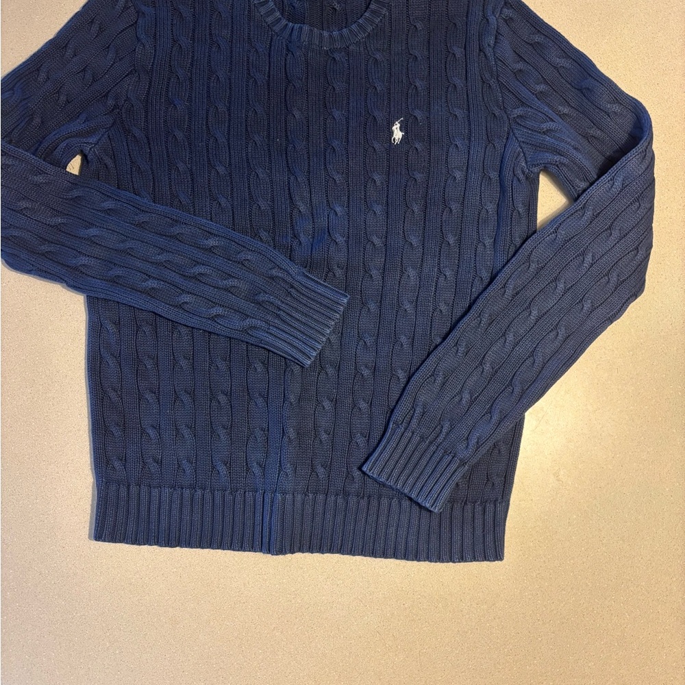 Ralph Lauren Navy Cable Knit Crewneck Sweater